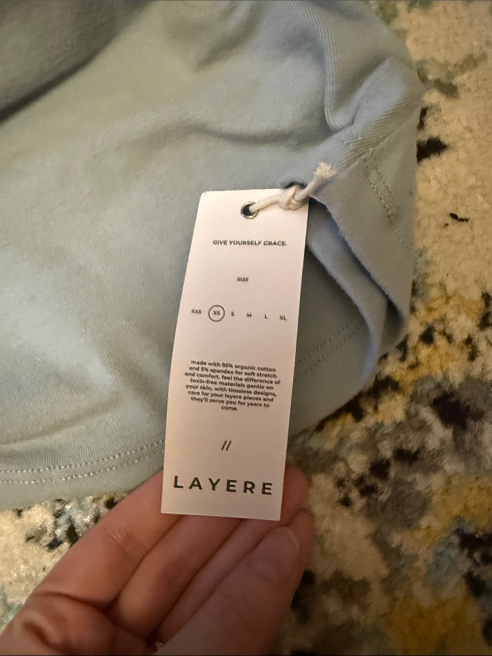 Layere organic cotton piped tank with built-in bra in powder blue - Picture 6 of 6